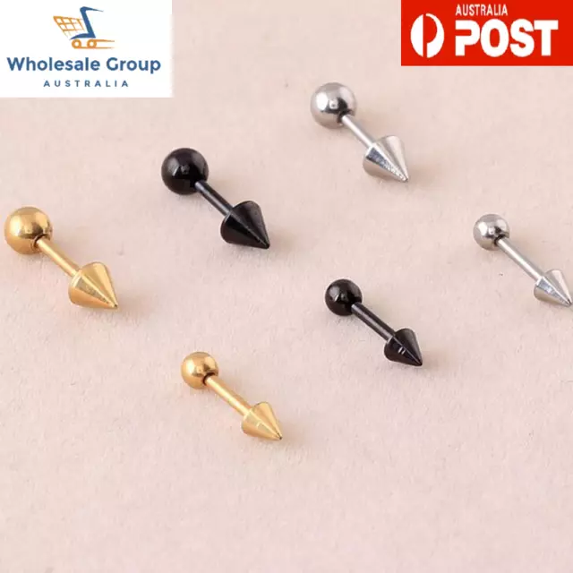 Surgical Steel Ball Short Spike Cones Sharp Rivet Punk Taper Earrings Punk