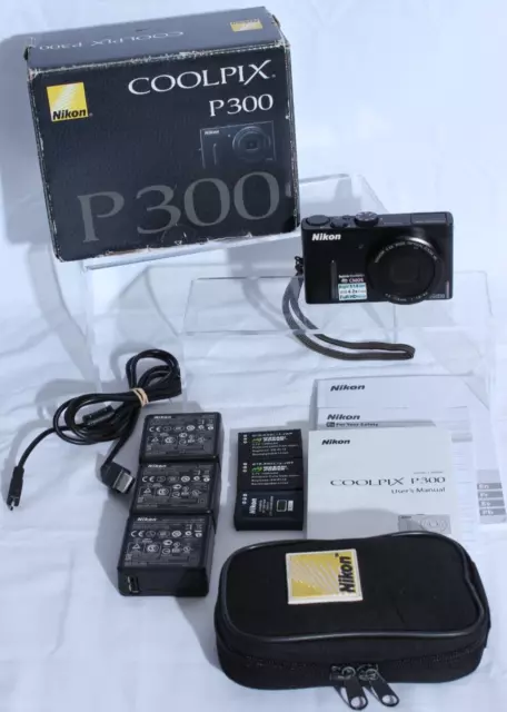 [Near Mint in Box] Nikon COOLPIX P300 12.2MP Digital Camera - Black W/ Extras