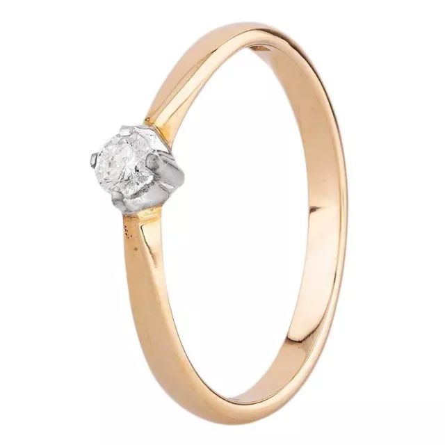 0.15ct Rond Naturel Solitaire Diamant 14k Solide or Jaune Bague Grappe Taille 7