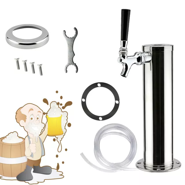 Single Tap Faucet Stainless Steel Draft Beer Keg Tap Tower Home Brew Kegerator