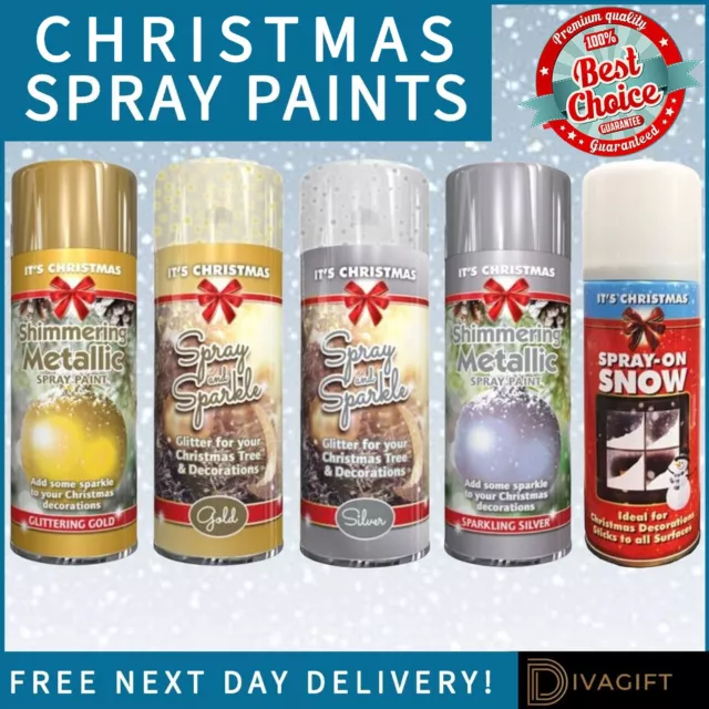 Metallic Glitter Spray Paints Sparkle Christmas Xmas Tree Decoration Spray New