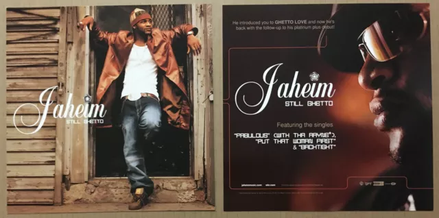 JAHEIM Rare VINTAGE 2002 DOUBLE SIDED PROMO POSTER FLAT for Ghetto CD 12x12 USA