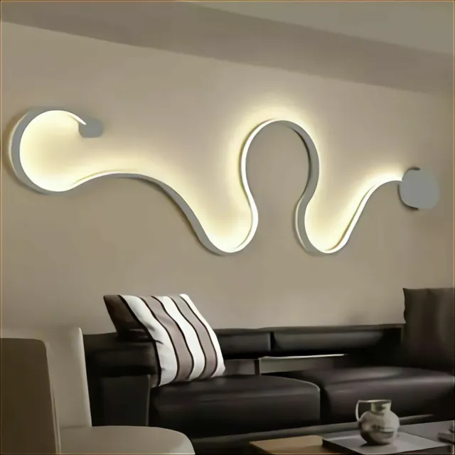 Applique moderno LED 28W lampada curva snake  parete camera tripla illuminazione