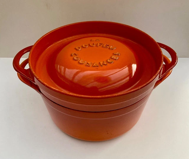 Cocotte En Fonte Cousances Doufeu 27cm – Vintage Made In France, Couleur Orange
