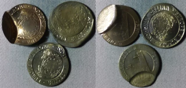 Error : Europa Pattern 1992 UK Lot 3 - 1/4 Ecu Green Brass Multi Errors IREC1347