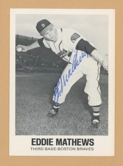 Eddie Mathews Signed 1977 TCMA Renata Galasso Inc. Card with B&E Hologram