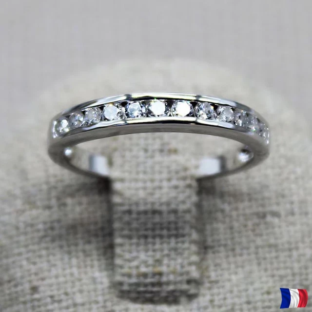 Alliance Éternité En Argent Massif 925 - Sertie De Diamants Cz Ronds - Taille 60 - Dolly-Bijoux Neuf