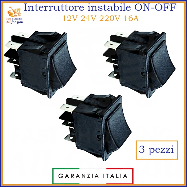 Interruttore 12V 24V da pannello on off 220V a bilanciere bipolare 12 v volt 15A