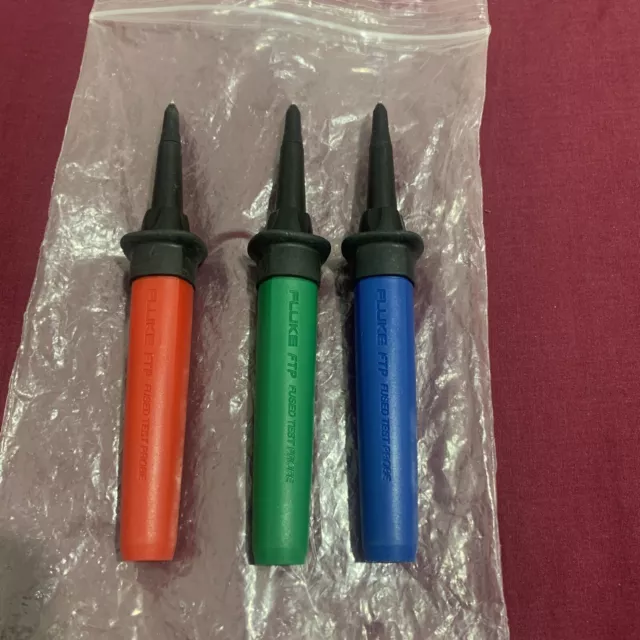 Genuine Fluke FTP/UK Fused Test Probe Set | Red, Blue, Green.