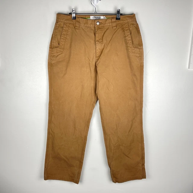 Mountain Khakis Canvas Pants Tan Brown Work Thick Cotton Zip Men 36x32 (35x30)
