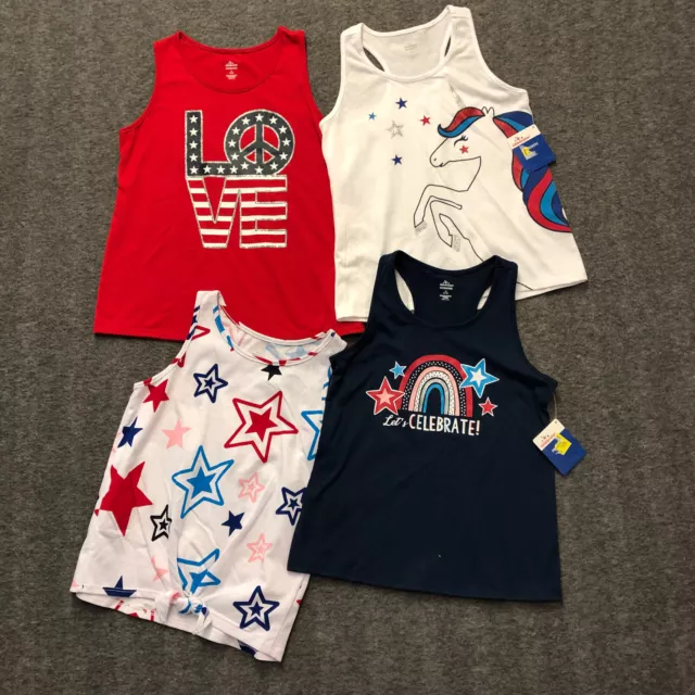 4 PACK Racerback Graphic Tank Top Way to Celebrate Patriotic Size Medium NWT