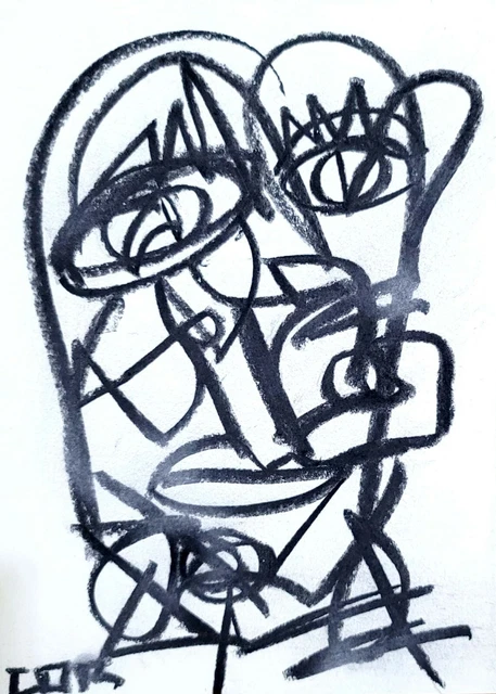 Expressionism Lady Hand Sketch Contemporary New Collectible Heavy Pressed Paper