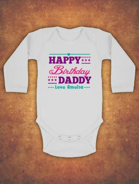 Gilet Personalizzato Happy Daddy Birthday Bambini Regalo Manica Lunga Ragazza