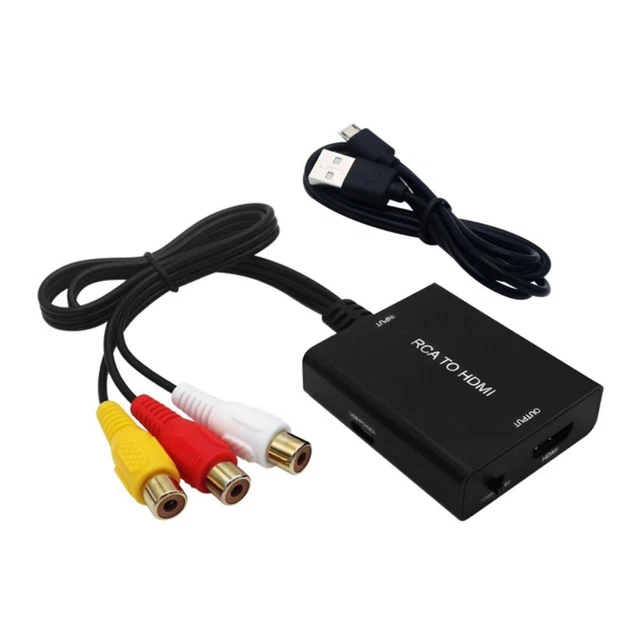 Support PAL NTSC 3 RCA AV to HDMI Cable RCA to HDMI Converter CVBS Composite