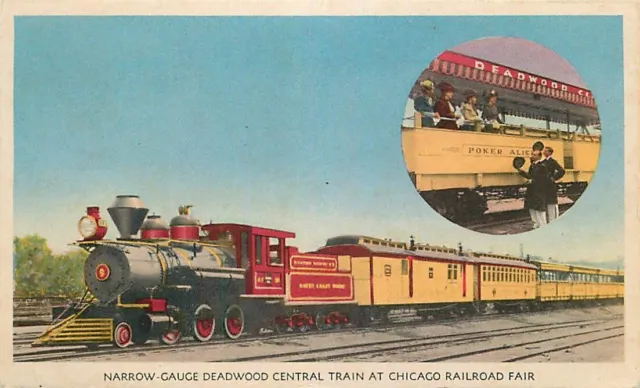 Postcard Narrow Gauge Deadwood Central Train Chicago World's Fair