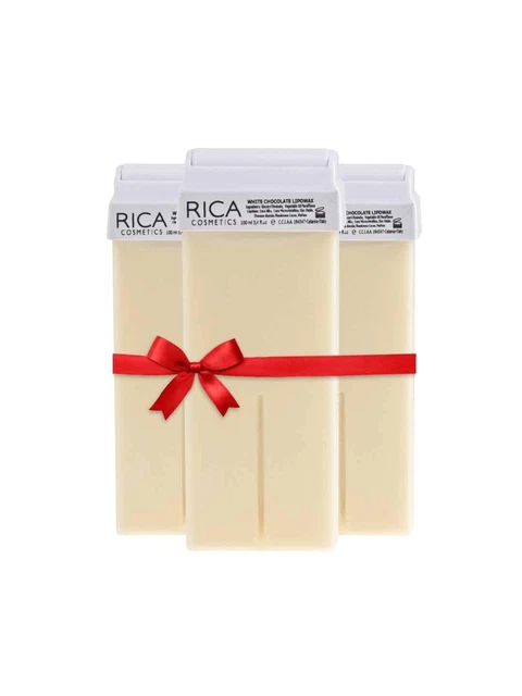 Rica Chocolat Blanc Roll-On Cire Cartouche 100ml, Ensemble De 3, pour Peau Sèche