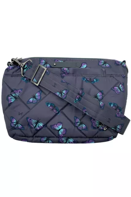 Lug RFID Quilted Crossbody with Printed Strap Flare 2 Butterfly Gray