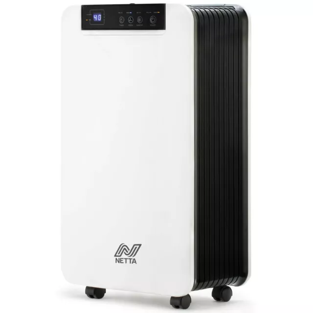 NETTA 12L Portable Digital Dehumidifier With Timer Drain Mould Control 2-Speed