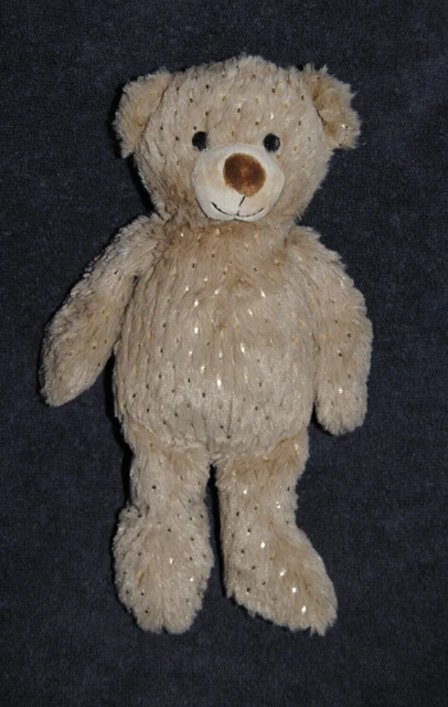 Peluche Doudou Ours Beige DAMART Marron Or Doré Nez Marron 29 Cm Etat NEUF