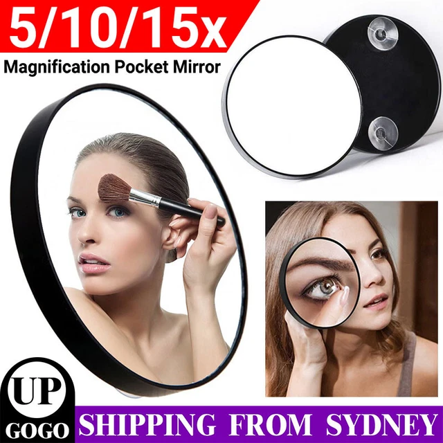 5/10/15X PORTABLE MAKEUP Mirror Travel Magnified Mirror with 2 Suction