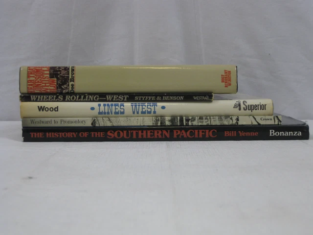 Railroad Trains 5 book lot History Southern Pacific, Lines West, Combs..  VG