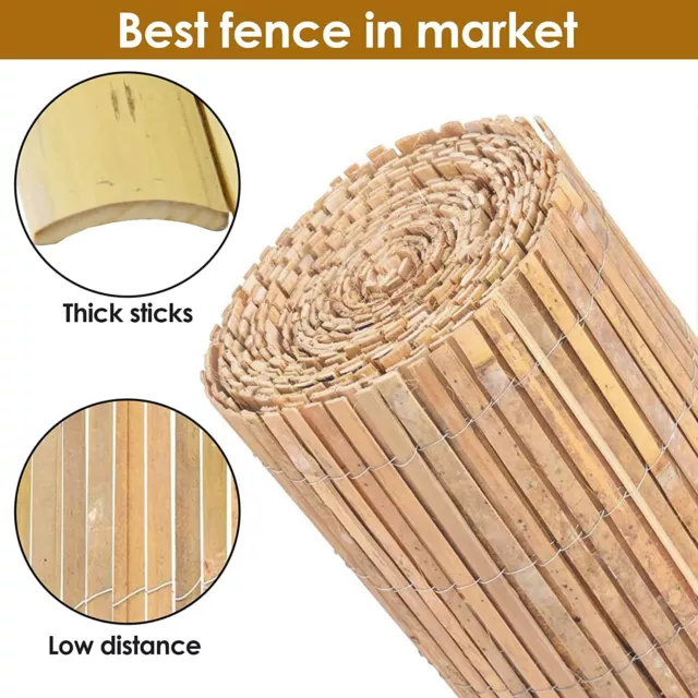 Bamboo Slat Fence Screen Roll Screening Fencing Privacy Sun Panel Garden Outdoor