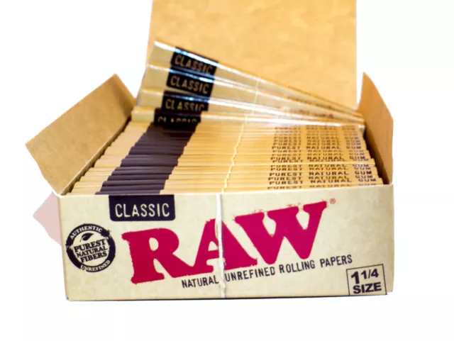Box of 24 RAW Classic 1 1/4 Papers Smoking Cigarette Tobacco Paper