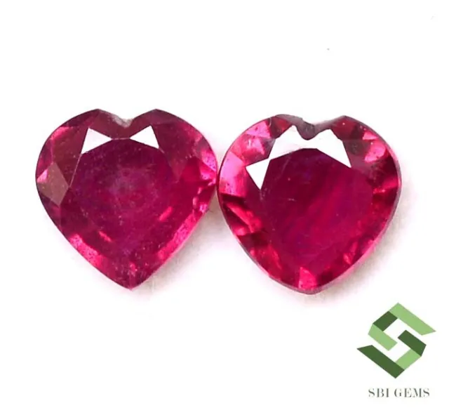 6x6 mm Natural Ruby Heart Shape Cut 3 Quality Pair Calibrated Loose Gemstones