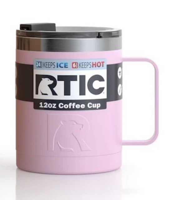RTIC 12oz Stainless Steel Vacuum-Insulated Coffee Mug Cup Matte Flamingo Pink
