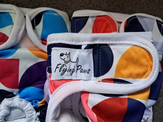 Flying Paws Reusable Female Dog Nappies 3 Pack SIZE XSMALL FREE POSTAGE