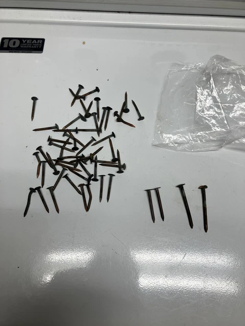LOT OF Used SOLID COPPER ROOF NAILS Varying Lengths Almost 1/4 Lb