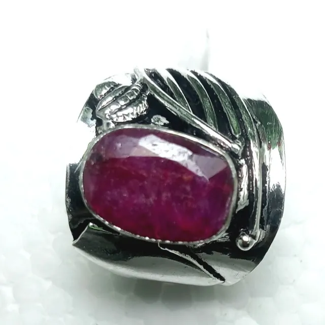 925 sterling silver Oval Pink Ruby Gemstone Handmade jewelry Ring (US) Size-8''