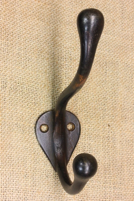 Large Old Coat Hook Clothes Tree Vintage Copper Color Heavy Cast Iron