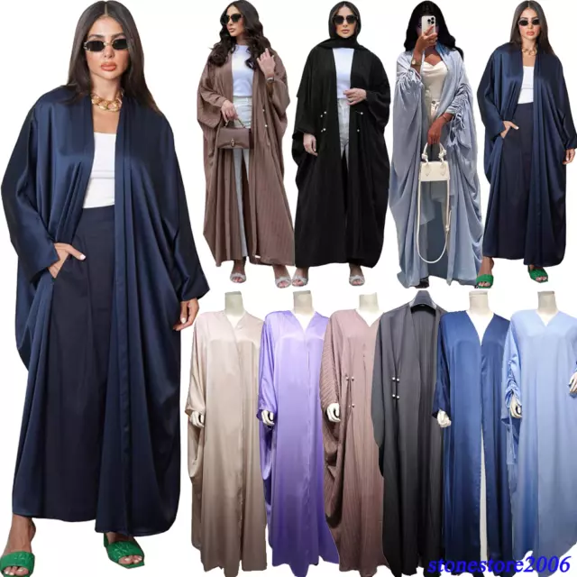 Dubai Kaftan Women Muslim Kimono Cardigan Islamic Open Abaya Ramadan Robe Dress