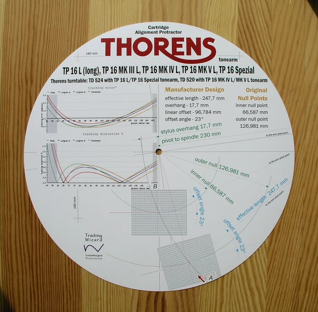 thumbnail image 2 of Cartridge Alignment Protractor For Thorens TP11, TP16, TP25 Series Tonearms – Made In Ukraine 2 of 4