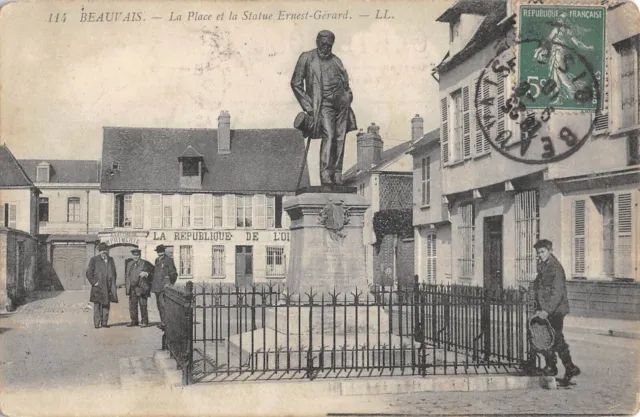 Cpa 60 Beauvais / Place Et Statue Ernest Gerard