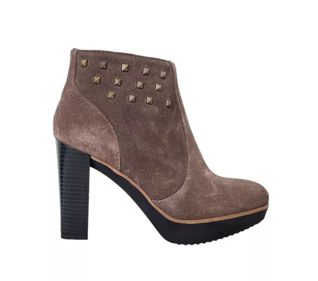Chaussures Stivaletti Bottes Femme Atelier en Daim Taupe Talon Haut Made Italy