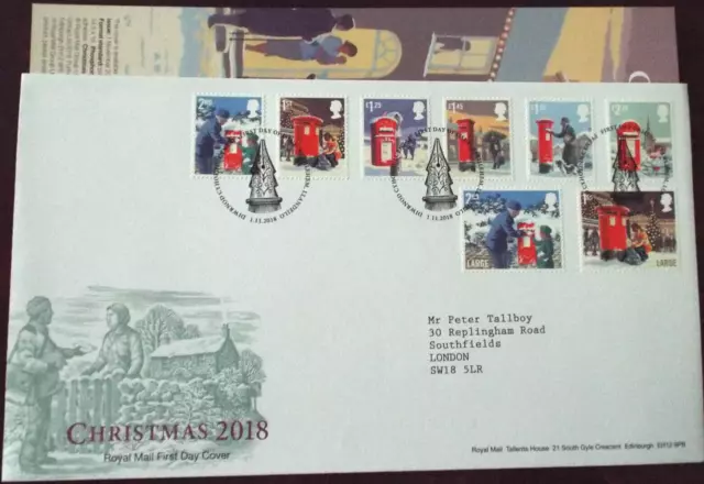 G.B. 2018 Christmas SET on Royal Mail First Day Cover, WITH INSERT