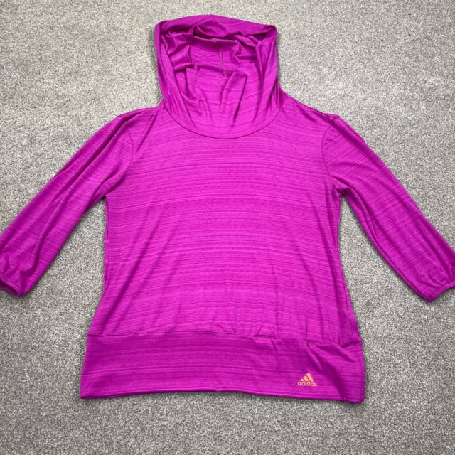 Adidas Shirt Women Large Pink Tee Clima Lite Performance Funnel Neck Ladies DT