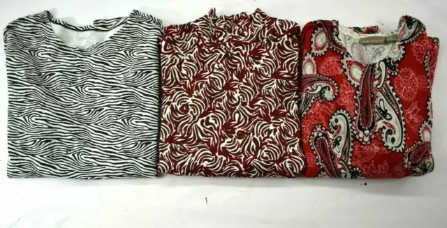 Wholesale Bulk Lot of 3 Womens Size Medium 8-10 Kim Rogers Printed Tee Shirts