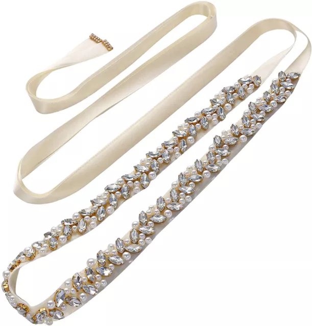 Handmade Crystal Pearl Bridal Sashes Wedding Belts for Bridesmaids Bride Dresses