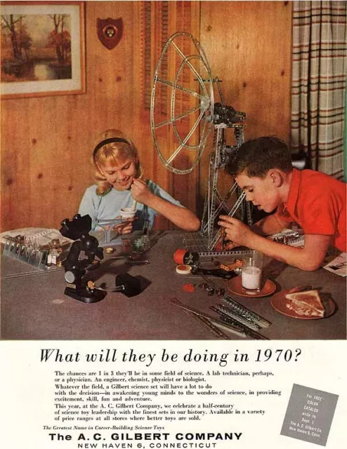 Erector Set Microscope Radar Antenna A C GILBERT Chemistry 1959 Magazine Ad