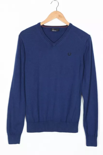 FRED PERRY Maglione in lana merino e cotone con scollo a V da uomo taglia S...