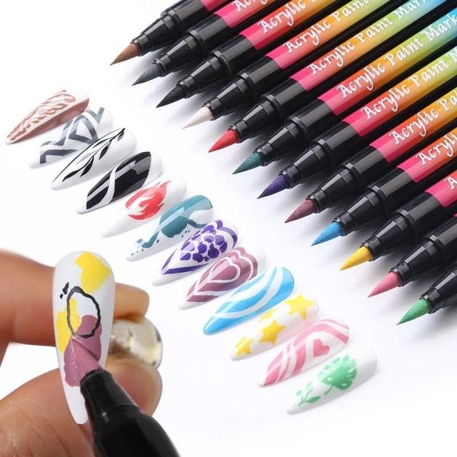 Pluma de graffiti arte en uñas - Juego de accesorios de manicura para delineador de uñas impermeable 1 pieza