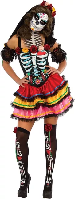 Rubie's Official Day of the Dead Senorita Fancy Dress Adult Costume - X-Large, 1