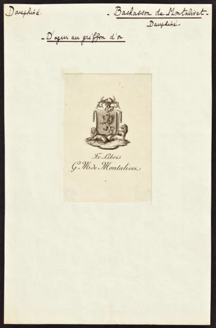 Bachasson De Montalivet Ex-Libris Blason Armoiries Armorial Bookplate Exlibris