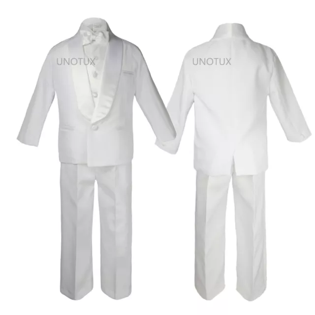 Infant Toddler Kid Teen Boy Wedding White Shawl Lapel Formal Tuxedo Suit sz S-20