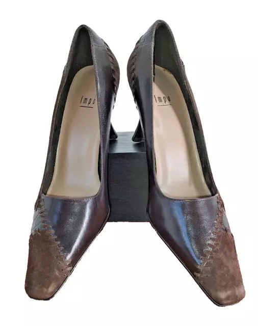 Impo Woman's Brown Leather NEW Vega High Heel 3 inches Pump Size 9M never worn