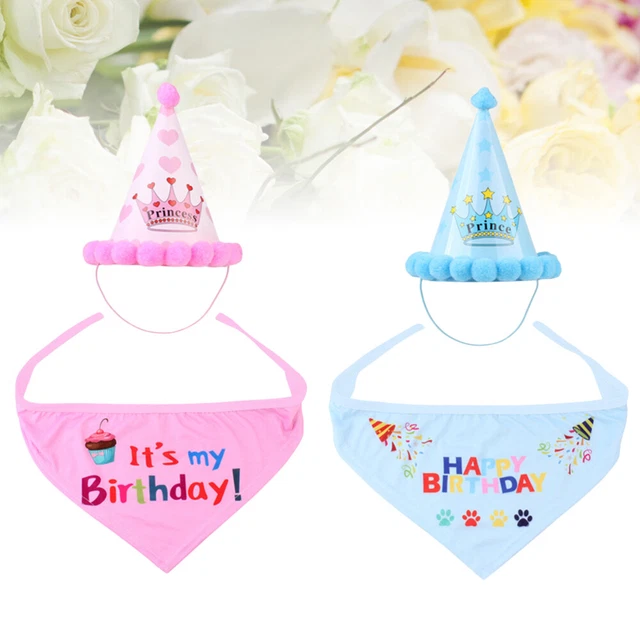 4 piezas Decoraciones Para Fiestas De Perros Juguete Perro Cumpleaños Perro Conjunto Sombrero