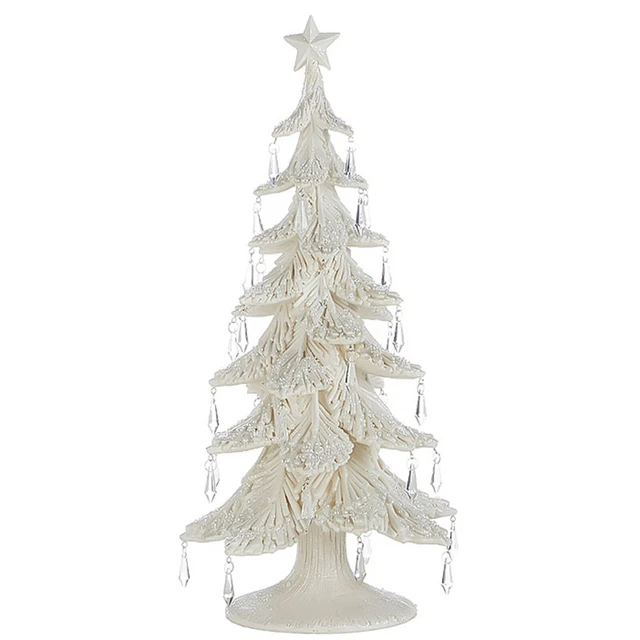 21" RAZ Winter Wonderland White Christmas Tree w/ Crystals Retro Vtg Style Decor